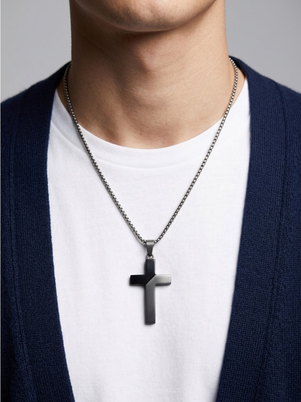 True Religion Cross Necklace | Men’s Two-Tone Stainless 24” Chain